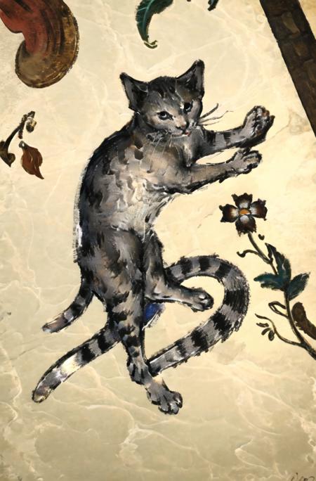 00450-1737927365-masterpiece, best quality, Medievalcat,solodersrt,night，flower.dancing cat_ _lora_Medievalcat_0.85_,medieval, painting,scrawl.png